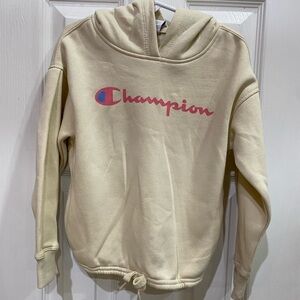 Champion Putty Hoodie set with Pink Logo and matching pants